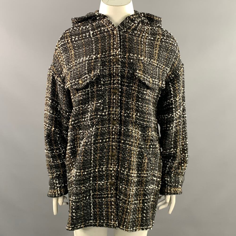 THE KOOPLES Size 1 Black Gold White Grey Knit Hooded Jacket Indoor Blazer